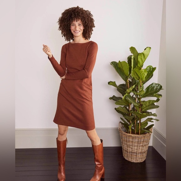 Boden Ingrid Jacquard Shift Dress in red oak size 8 - Picture 1 of 9